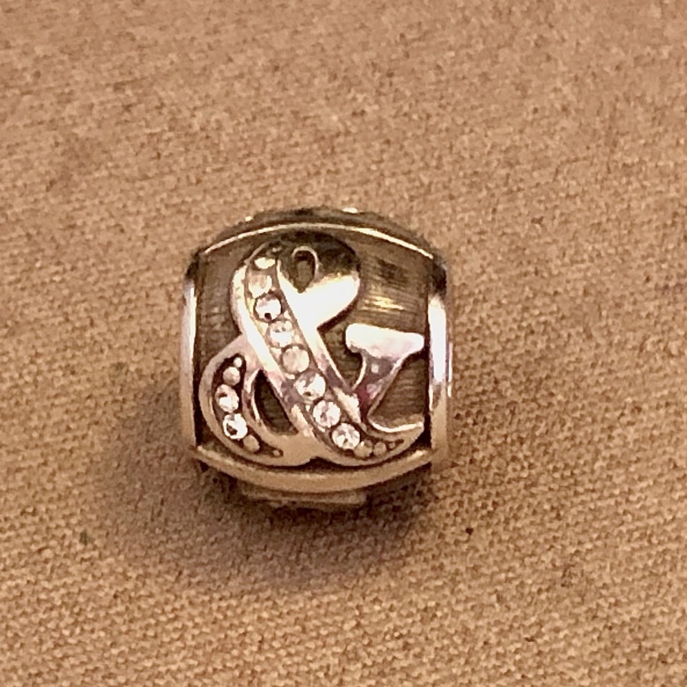 🆕 Brighton Alpha Bead Ampersand (&) symbol Retired Silver with crystals NWOT